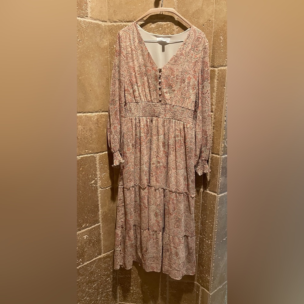 Lucky Brand Boho Floral Midi Dress Size M